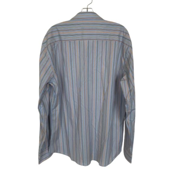 NWT Bugatchi Mens Size XL Blue Stripe Shaped Fit Striped Dress Shirt NEW - Picture 3 of 4